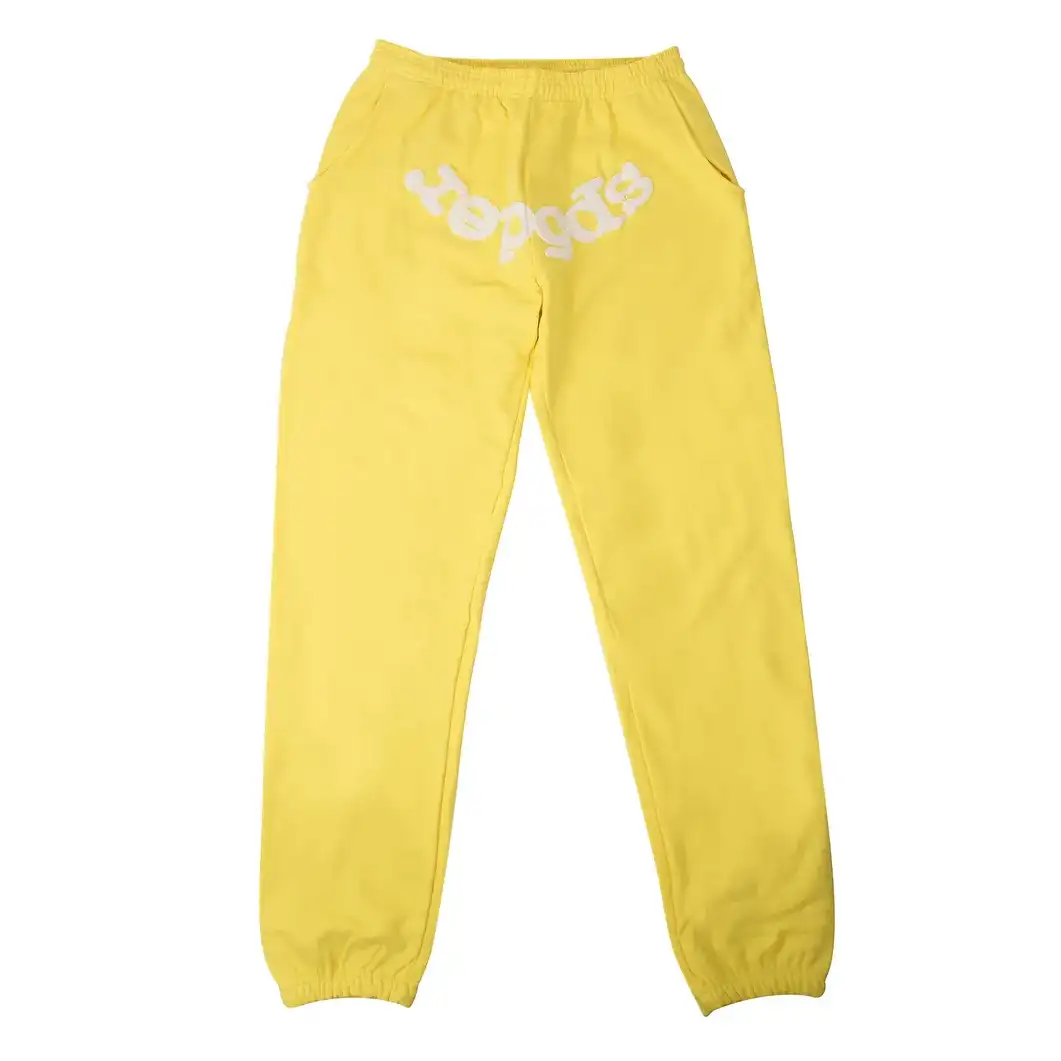SP5DER Logo Print Sweatpants Yellow