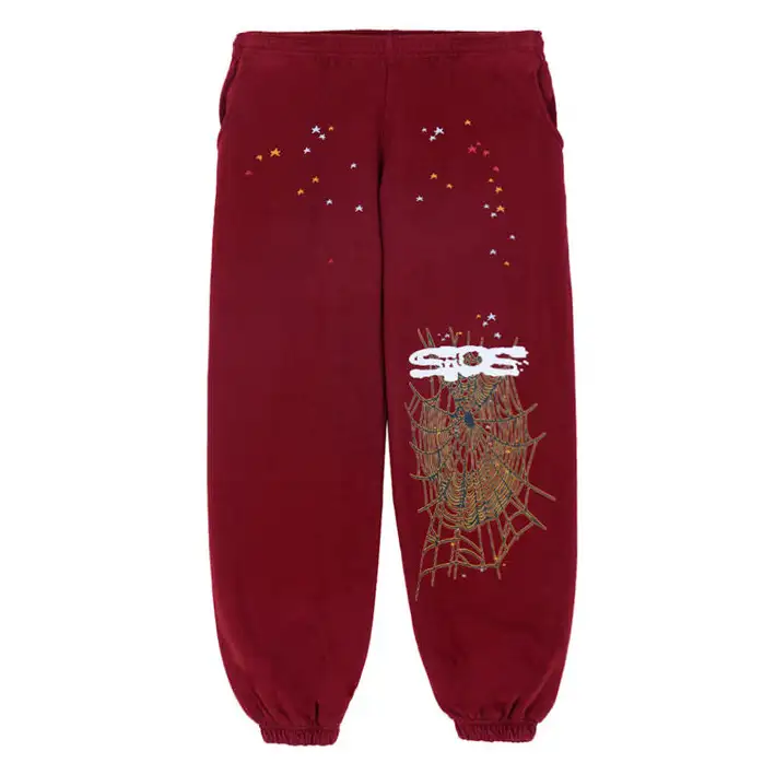 Sp5der Logo Sweatpants Maroon